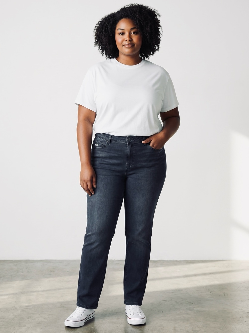 NWT New PAIGE Sarah Slim Jean In Black Willow Size 18W